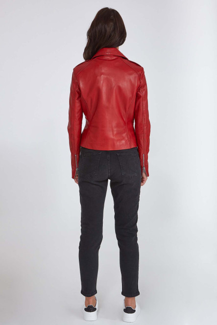 Blouson et veste cuir pour femme Serge Pariente CITY GIRL Rouge