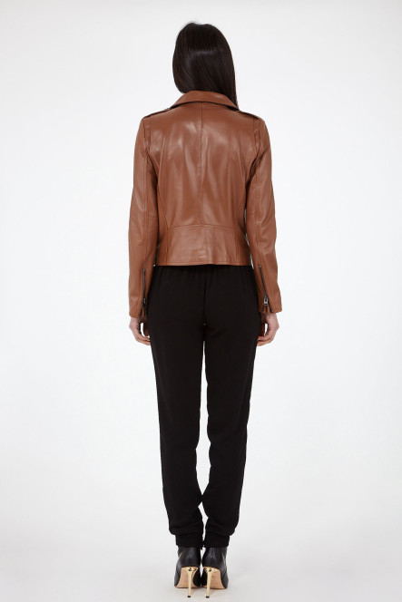 Perfecto femme en cuir, daim, peau lainée Cesare Nori PATIENCE Camel