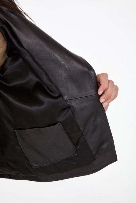 Perfecto femme en cuir, daim, peau lainée Cesare Nori PATIENCE Noir