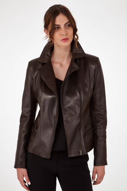Blouson et veste cuir pour femme Sélection Cesare Nori H12-28 marron