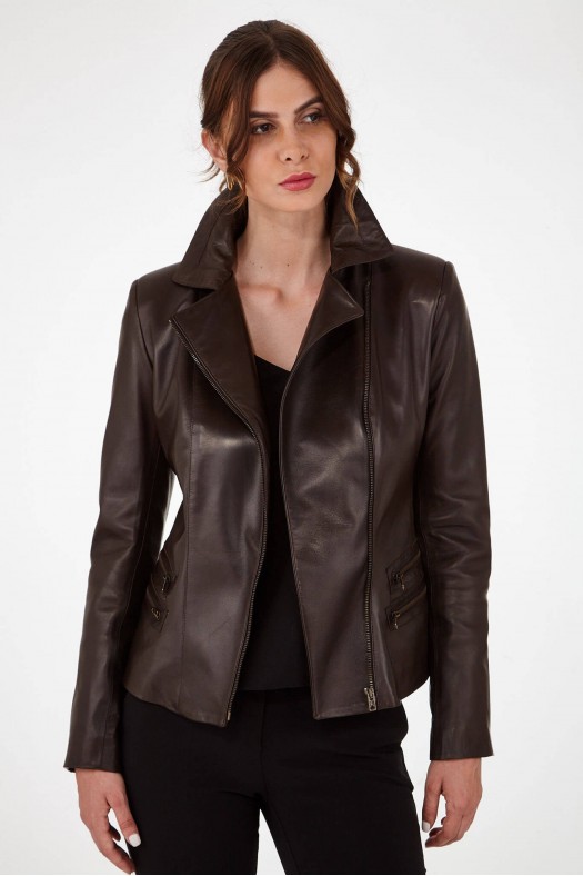 Blouson et veste cuir pour femme Sélection Cesare Nori H12-28 marron