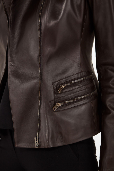 Blouson et veste cuir pour femme Sélection Cesare Nori H12-28 marron