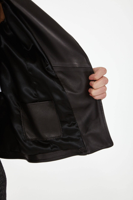 Perfecto femme en cuir, daim, peau lainée Cesare Nori MIRELLA/LACET Noir