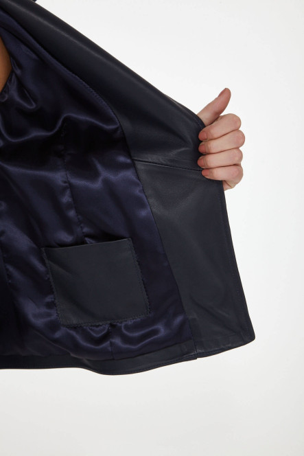 Perfecto femme en cuir, daim, peau lainée Cesare Nori MIRELLA marine