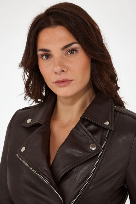 Perfecto femme en cuir, daim, peau lainée Serge Pariente CITY GIRL Marron