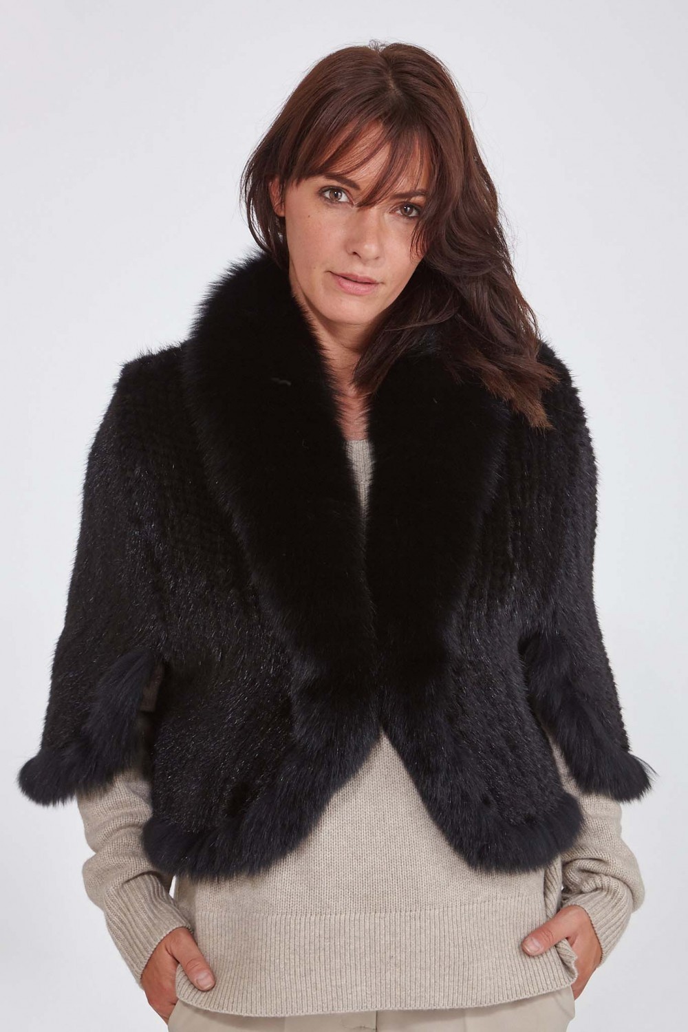 Manteau en fourrure pour femme Sélection Cesare Nori 03007V Noir