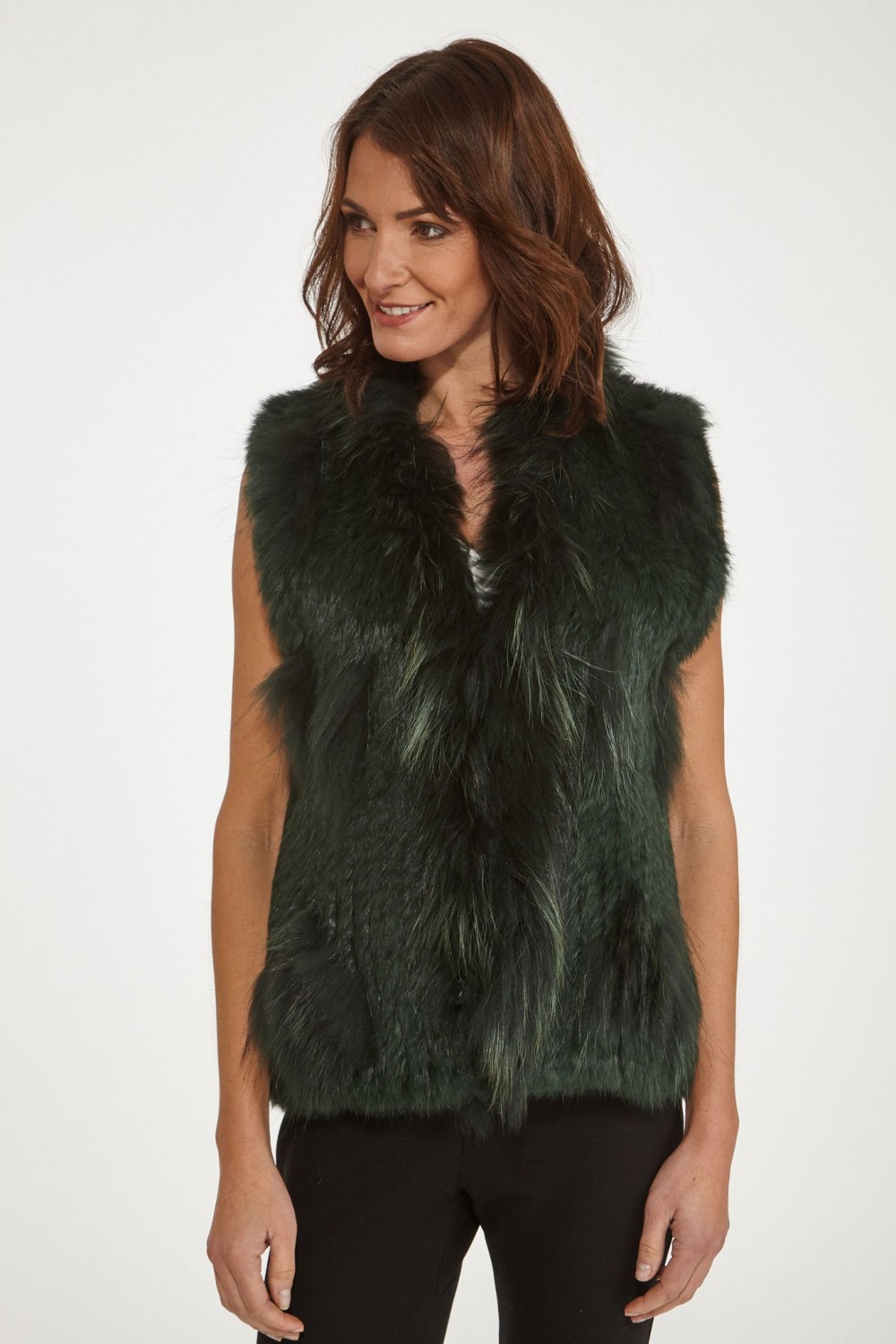 Manteau en fourrure pour femme Sélection Cesare Nori 01002L Vert sapin