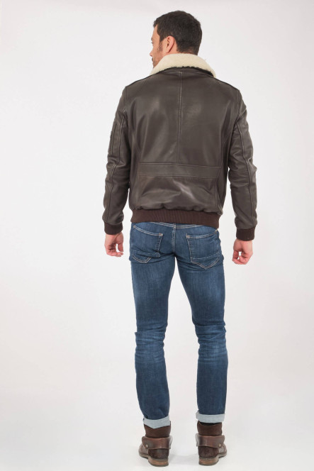 Blouson et veste cuir pour homme Giorgio & Mario RAFAEL Marron
