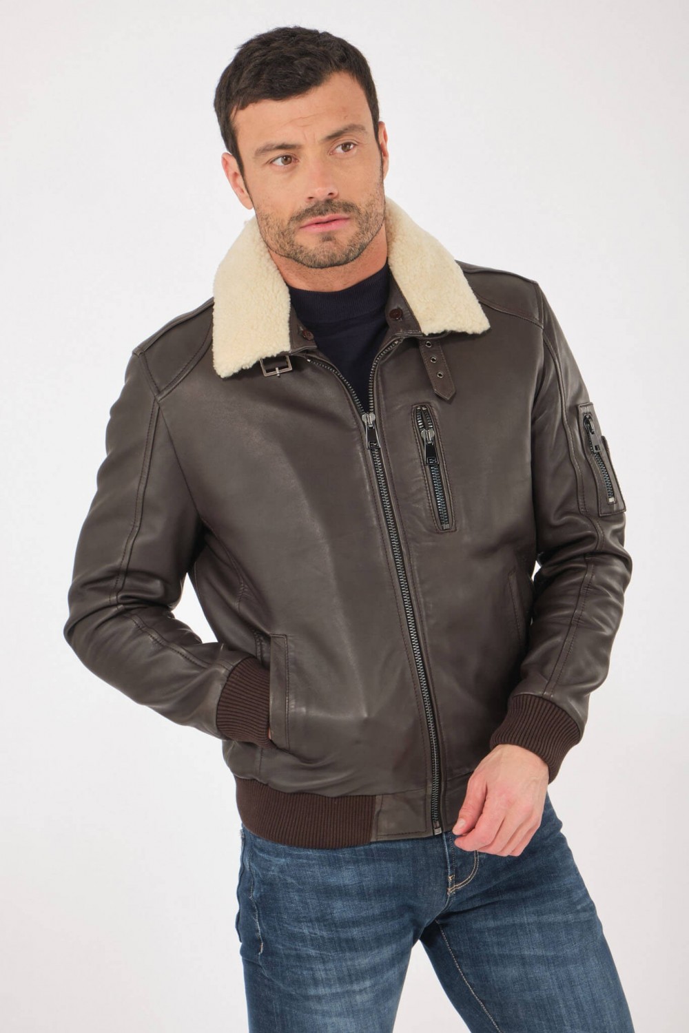 Blouson et veste cuir pour homme Giorgio & Mario RAFAEL Marron