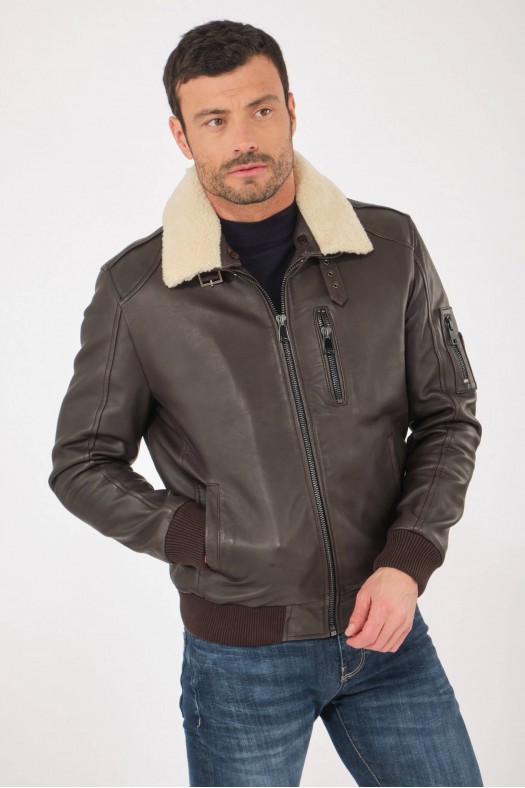 Blouson et veste cuir pour homme Giorgio & Mario RAFAEL Marron