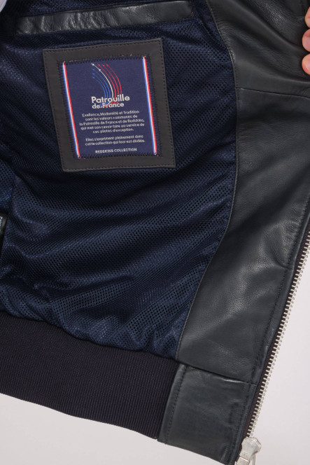 Blouson en cuir pour homme Patrouille de France - Redskins GUN PALOMA Navy