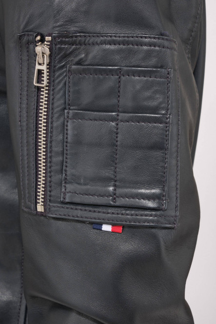 Blouson en cuir pour homme Patrouille de France - Redskins GUN PALOMA Navy