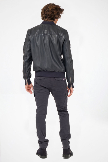 Blouson en cuir pour homme Patrouille de France - Redskins GUN PALOMA Navy
