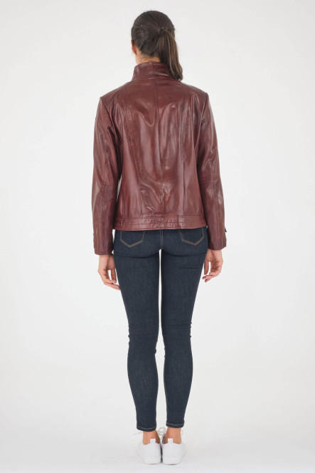 Blouson cuir, daim, peau lainée Milestone TRINA Bordeaux