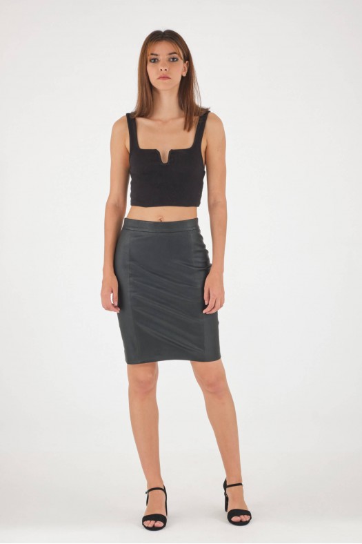 Pantalon cuir, jupe en cuir Cesare Nori STRETCH SKIRT Noir