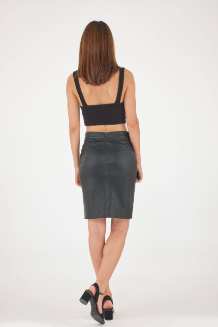 Pantalon cuir, jupe en cuir Cesare Nori STRETCH SKIRT Noir