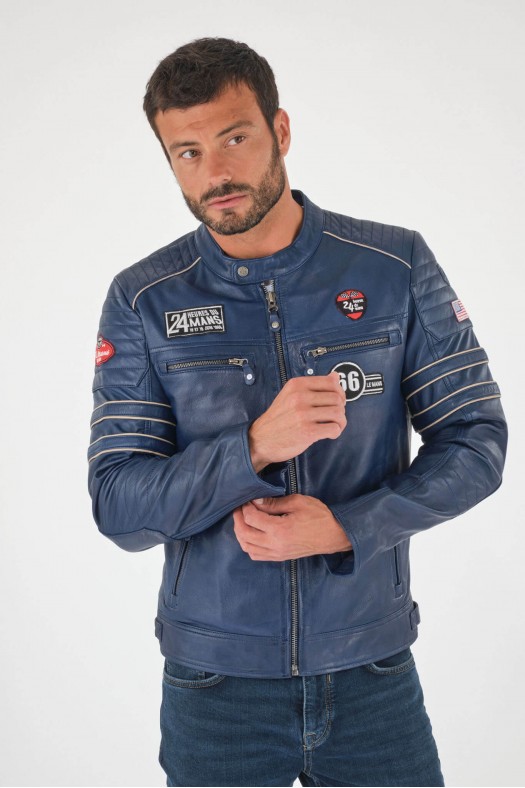 Blouson et veste cuir pour homme 24h Le Mans IRON LE MANS Royal blue