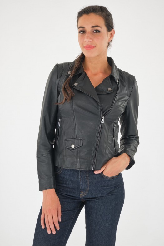 Perfecto femme en cuir, daim, peau lainée Giorgio & Mario LONDONNIENE Noir