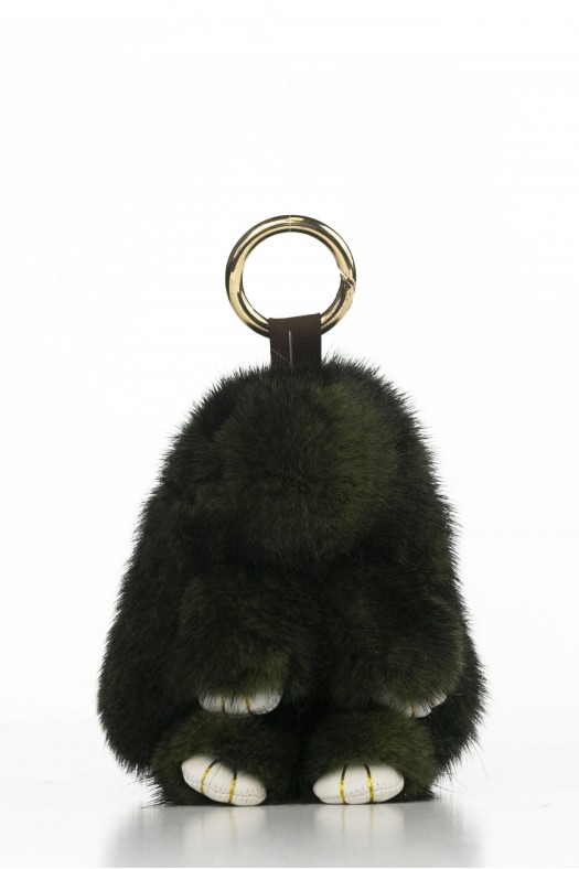 Accessoires Cuir et Fourrure Cesare Nori PORTE CLES LAPIN VISON Kaki