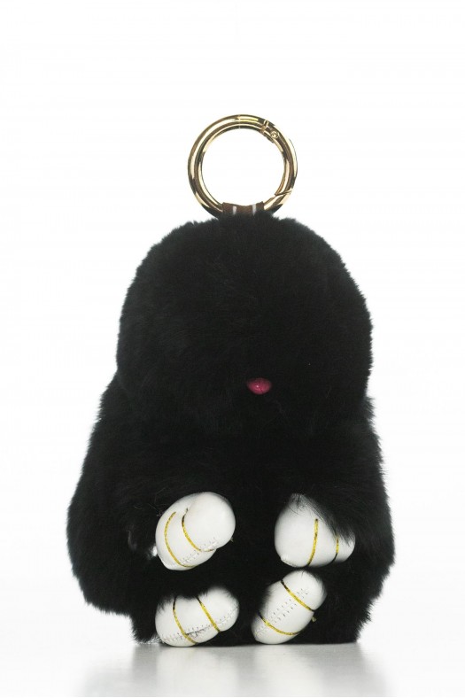 Accessoires Cuir et Fourrure Cesare Nori PORTE CLES LAPIN REX Noir