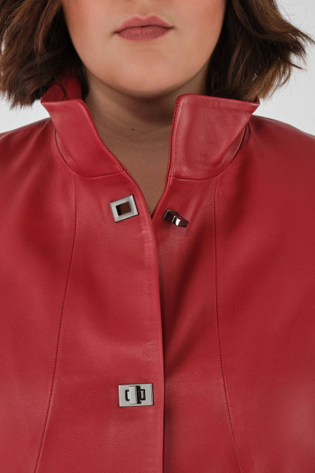 Manteau cuir, 3/4 et peau lainée Cesare Nori CHRISTY Rouge