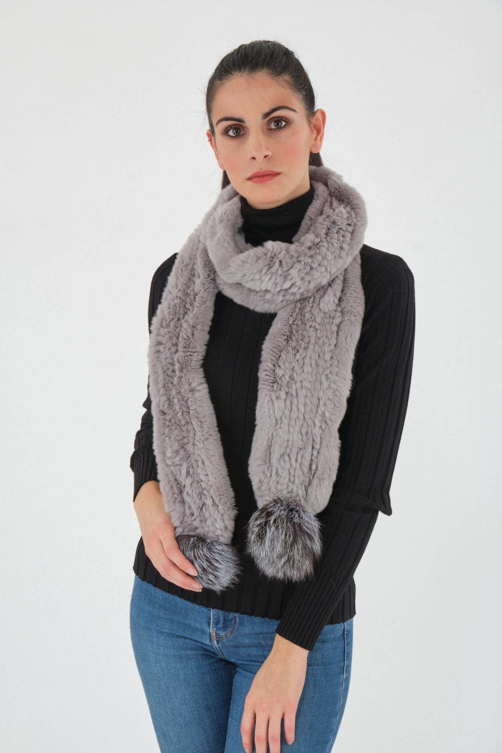 Accessoires Cuir et Fourrure Sélection Cesare Nori 04050LR ECHARPE Gris/gris