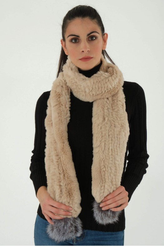 Accessoires Cuir et Fourrure Sélection Cesare Nori 04050LR ECHARPE Beige/gris
