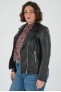 Perfecto femme en cuir, daim, peau lainée Cesare Nori MIRELLA/LACET Noir