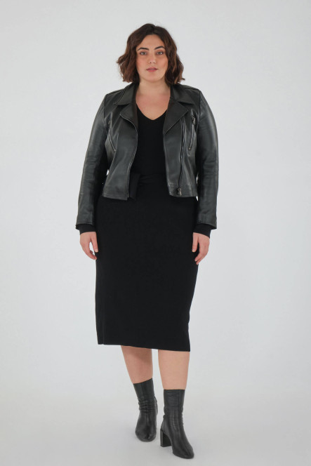 Perfecto femme en cuir, daim, peau lainée Cesare Nori PATIENCE Noir