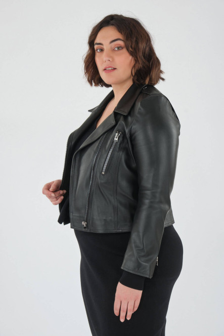 Perfecto femme en cuir, daim, peau lainée Cesare Nori PATIENCE Noir