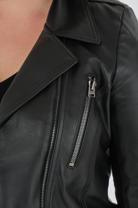 Perfecto femme en cuir, daim, peau lainée Cesare Nori PATIENCE Noir
