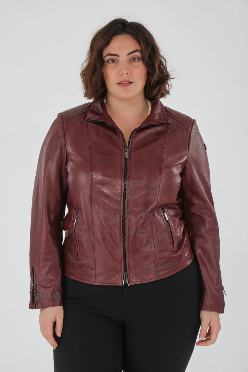 Blouson cuir, daim, peau lainée Milestone TRINA Bordeaux