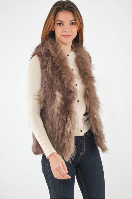 Gilet fourrure pour femme Sélection Cesare Nori 01002L Taupe