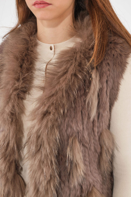 Gilet fourrure pour femme Sélection Cesare Nori 01002L Taupe