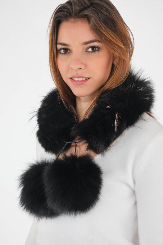 Accessoires Cuir et Fourrure POMPON60 Noir/Argenté