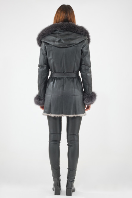Manteau en fourrure pour femme Intuition ELISA Noir Leo