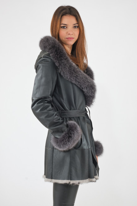 Manteau en fourrure pour femme Intuition ELISA Noir Leo
