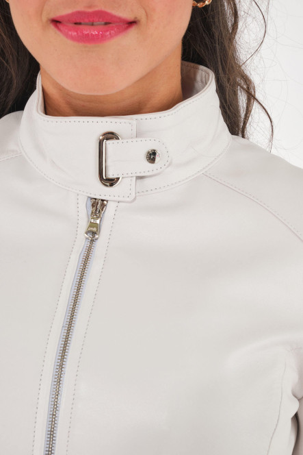 Blouson cuir, daim, peau lainée Cesare Nori AMANDINE Blanc