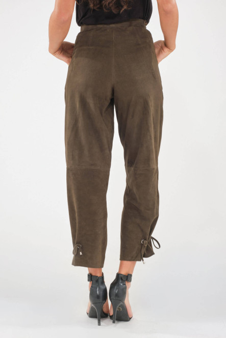 Pantalon en cuir Giorgio & Mario BARBADE Kaki
