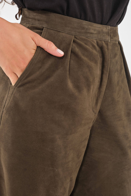 Pantalon en cuir Giorgio & Mario BARBADE Kaki