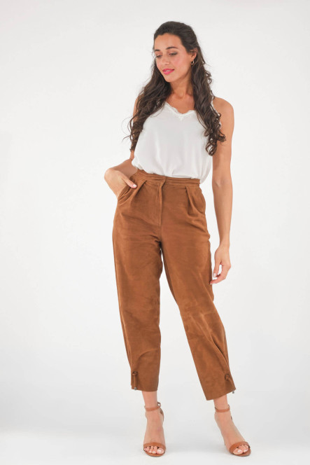 Pantalon en cuir Giorgio & Mario BARBADE Tabac