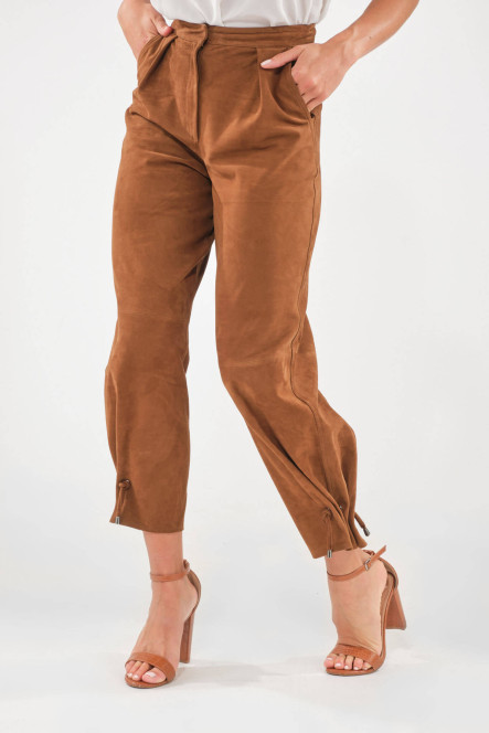 Pantalon en cuir Giorgio & Mario BARBADE Tabac