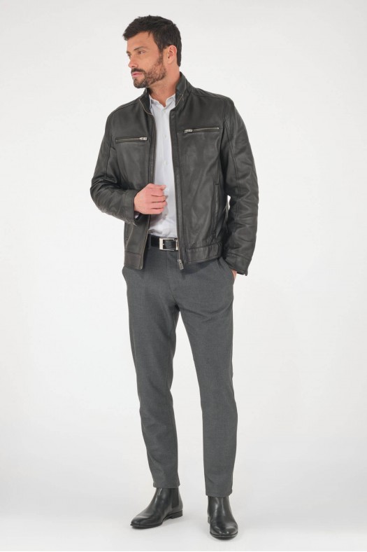 Blouson Cuir D'agneau Souple Hugo Boss - Taille 54 - Noir - Style Moto - Neuf Avec étiquettes (Prix Conseillé 1795€)