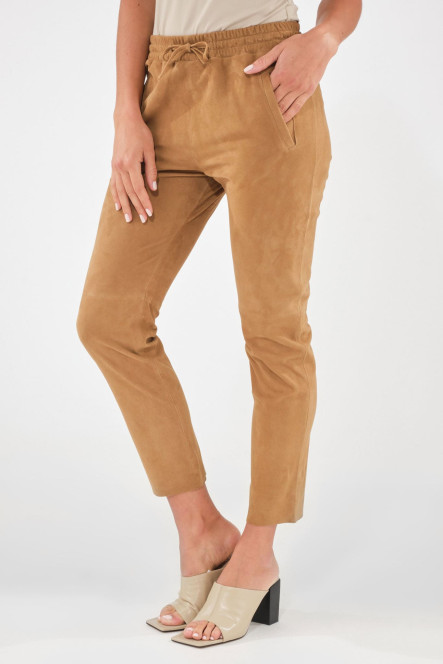 Pantalon en cuir Oakwood GIFT VELOURS Tan