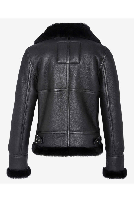 Bombardier SCHOTT peau lainée col mouton couleur noir LCW1257 Noir