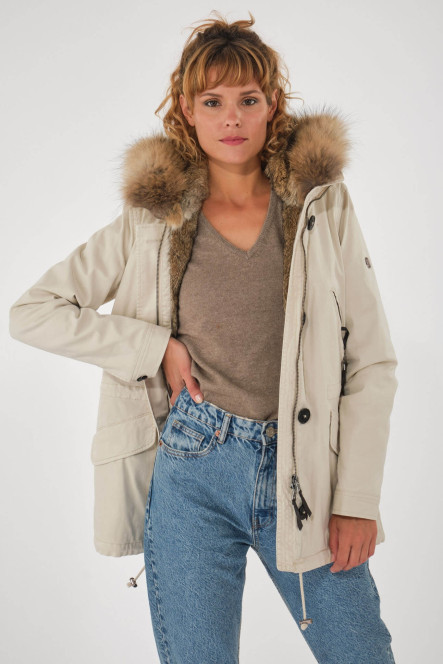 Parka femme avec capuche Blonde N°8 couleur blanc cassé ASPEN COURT 515 Milk 51