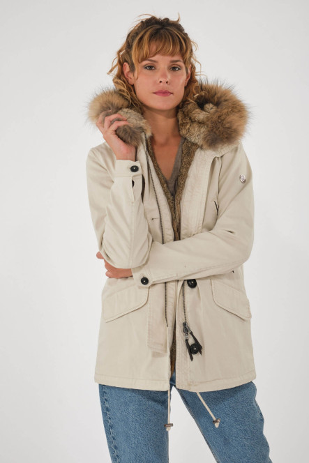 Parka femme avec capuche Blonde N°8 couleur blanc cassé ASPEN COURT 515 Milk 51