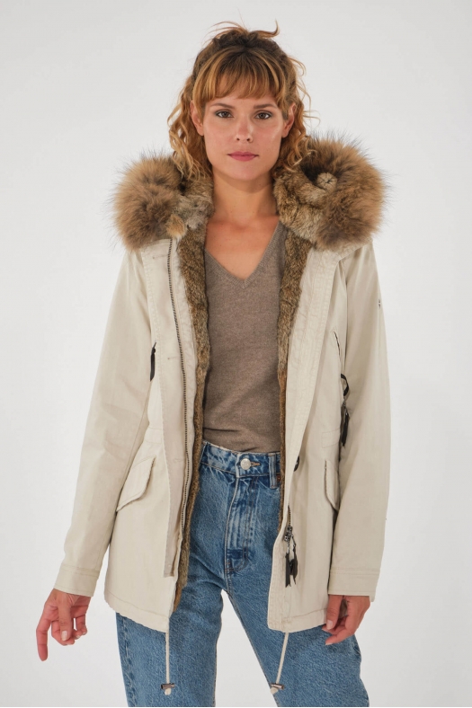 Parka femme avec capuche Blonde N°8 couleur blanc cassé ASPEN COURT 515 Milk 51