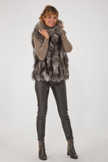 Manteau en fourrure pour femme Helma VERSAILLES Argenté