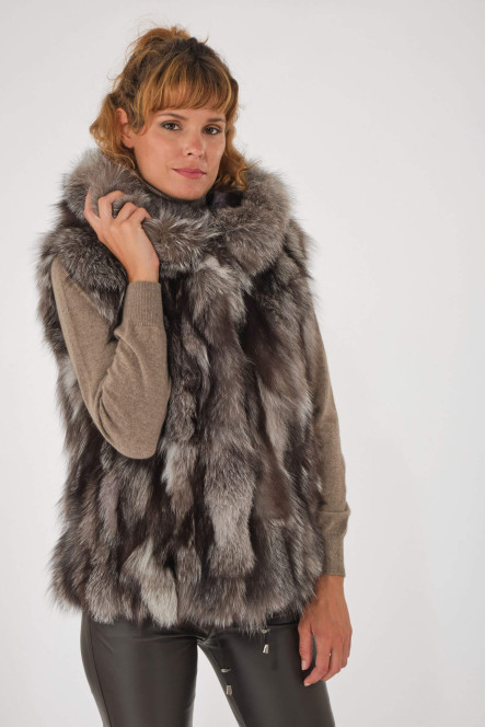 Manteau en fourrure pour femme Helma VERSAILLES Argenté